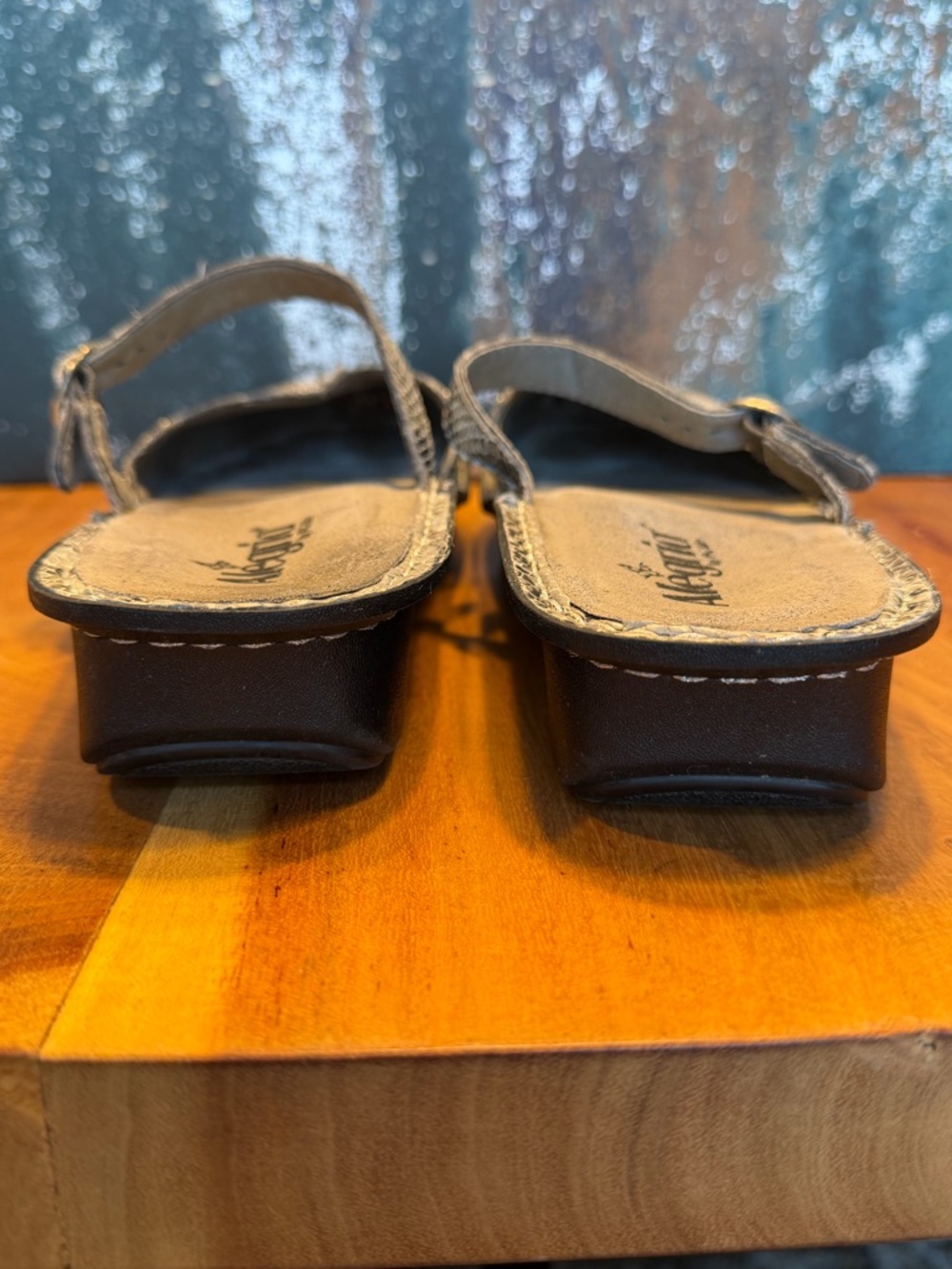 Alegria Boho Snakeskin Leather Mary Jane Clog Mule Gray/Black (GUC) - Picture 11 of 16